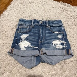 American Eagle Outfitters Ripped Dark Blue Denim Shorts
